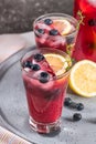 Fresh blueberry summer mojito cocktail. Blueberry lemonade or sa Royalty Free Stock Photo