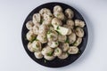 fresh boiled dumplings on a white background Royalty Free Stock Photo