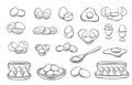 Fresh and boiled eggs, outline icons Royalty Free Stock Photo