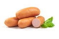 Fresh boiled Sausages, isolated on a white background