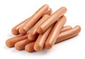 Fresh boiled sausages on white background Royalty Free Stock Photo