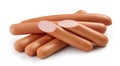 Fresh boiled sausages on white background Royalty Free Stock Photo