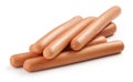 Fresh boiled sausages on white background