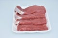 Fresh boneless slices of lamb meat