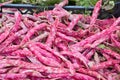 fresh Borlotti beans at a market in Sicily