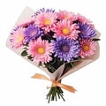 Colorful Chrysanthemums Bouquet Wrapped In Wax In Floralpunk Style Royalty Free Stock Photo