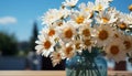 A fresh bouquet of daisies, chamomile, and sunflowers brighten the table generated by AI Royalty Free Stock Photo