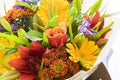 Fresh bouquet flowers. roses, lily, dahlia and gerbera Royalty Free Stock Photo