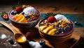 Fresh bowl of berry filled yogurt parfait ,generative AI