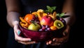 A fresh bowl of ripe, organic fruit for healthy eating generated by AI