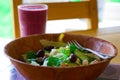Fresh bowl of salad and smoothie. Royalty Free Stock Photo