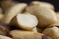 Fresh Brazil nuts peeled from the shell on the table Royalty Free Stock Photo