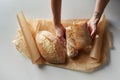 Fresh bread on baking paper Royalty Free Stock Photo