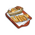 Fresh bread basket. food sketch Royalty Free Stock Photo