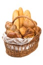 Fresh bread in the basket fully isolated Royalty Free Stock Photo