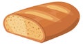 Fresh bread cutted half. White bakery cartoon icon
