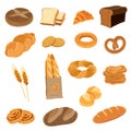 Fresh Bread Flat Icons Set