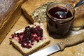 Fresh bread and homemade fruit preserve Royalty Free Stock Photo