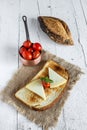 Fresh bread on old wooden table Royalty Free Stock Photo