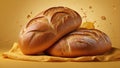 Fresh Bread Rolls on a Yellow Background