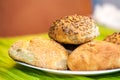 Fresh bread rolls with sunflower and sesame seeds Royalty Free Stock Photo