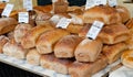 Fresh bread on sale at local farm market Royalty Free Stock Photo