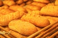 Fresh bread on shelf in bakery Royalty Free Stock Photo