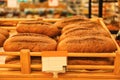 Fresh bread on shelf in bakery Royalty Free Stock Photo