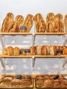 Fresh bread on the shelves