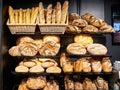 Fresh bread on shelves in bakery Royalty Free Stock Photo