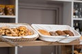 Fresh bread in wicker baskets Royalty Free Stock Photo