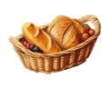 Fresh breads basket, a healthy snack Royalty Free Stock Photo