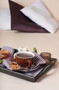 Fresh breakfast, coffee in bed Royalty Free Stock Photo