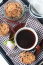 Fresh breakfast, coffee and cookies Royalty Free Stock Photo