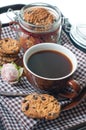 Fresh breakfast, coffee and cookies Royalty Free Stock Photo