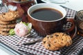Fresh breakfast, coffee and cookies Royalty Free Stock Photo