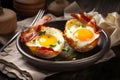 Fresh breakfast with eggs. Food photos.