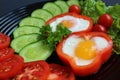 Easy breakfast fried egg and fresh vegetables Royalty Free Stock Photo