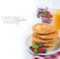 Fresh breakfast with Russian cottage cheese pancakes