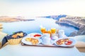 Fresh breakfast by seaside Royalty Free Stock Photo