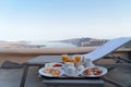 fresh breakfast by seaside Royalty Free Stock Photo