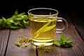 fresh brewed herbal tea in a glass