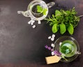 Fresh brewed peppermint tea with fresh ingredients Royalty Free Stock Photo