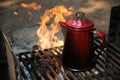 Fresh Brewing Camp Fire Coffee Royalty Free Stock Photo