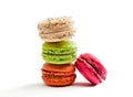 Fresh bright colored Macarons insolated on white