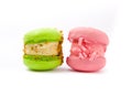 Fresh bright colored macaroons or macaroons isolated on white background. Royalty Free Stock Photo