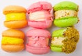 Fresh bright colored macaroons or macaroons isolated on white background Royalty Free Stock Photo