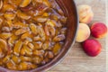 Homemade marmalade or jam processing from apricotes or peaches