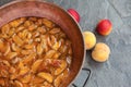 Homemade marmalade or jam processing from apricotes or peaches