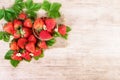 Fresh bright tasty strawberry close-up. Text space, top view